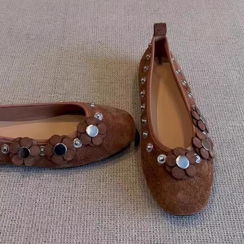 Damen Ballerinas mit floralem Applikationsdesign und glitzernden Akzenten Heidi Mode - Image 5