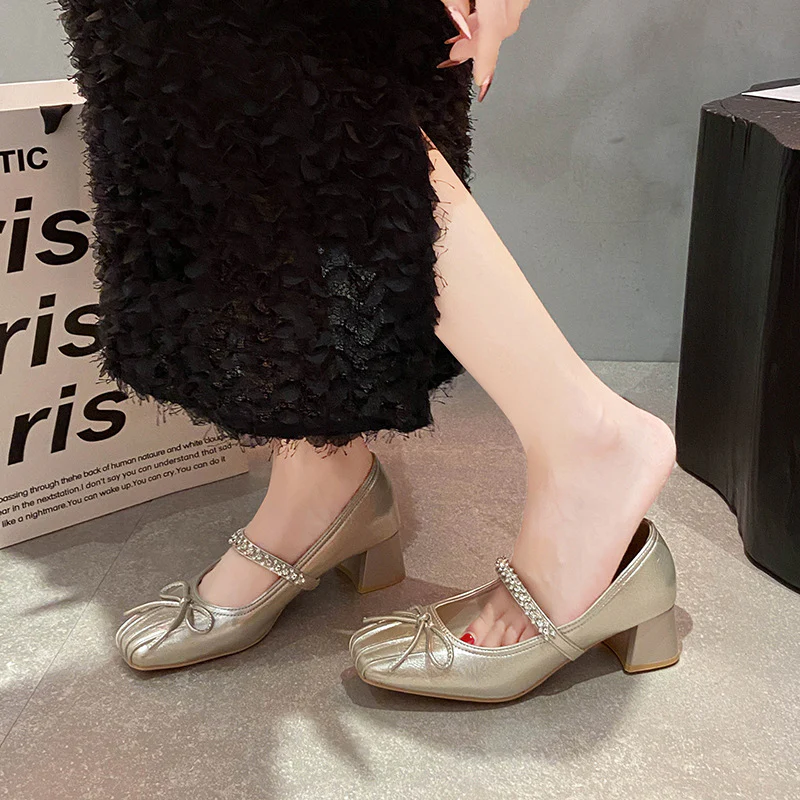 Damen Ballerinas mit funkelndem Riemen und zierlicher Schleifenverzierung Heidi Mode - Image 2