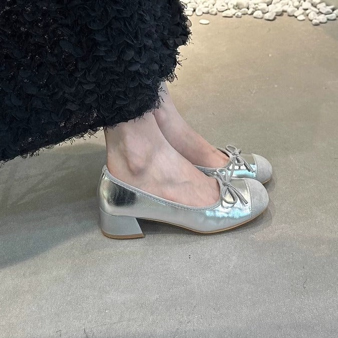 Damen Ballerinas mit glänzender Oberfläche und niedlichem Schleifen-Detail Heidi Mode - Image 4