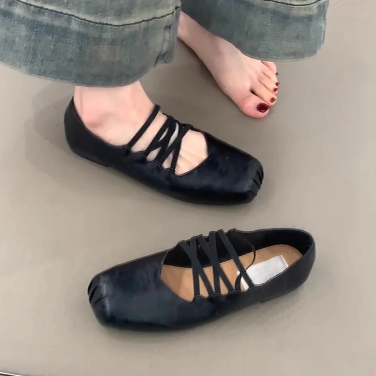 Damen Ballerinas mit innovativem Kreuzband-Design Heidi Mode - Image 2