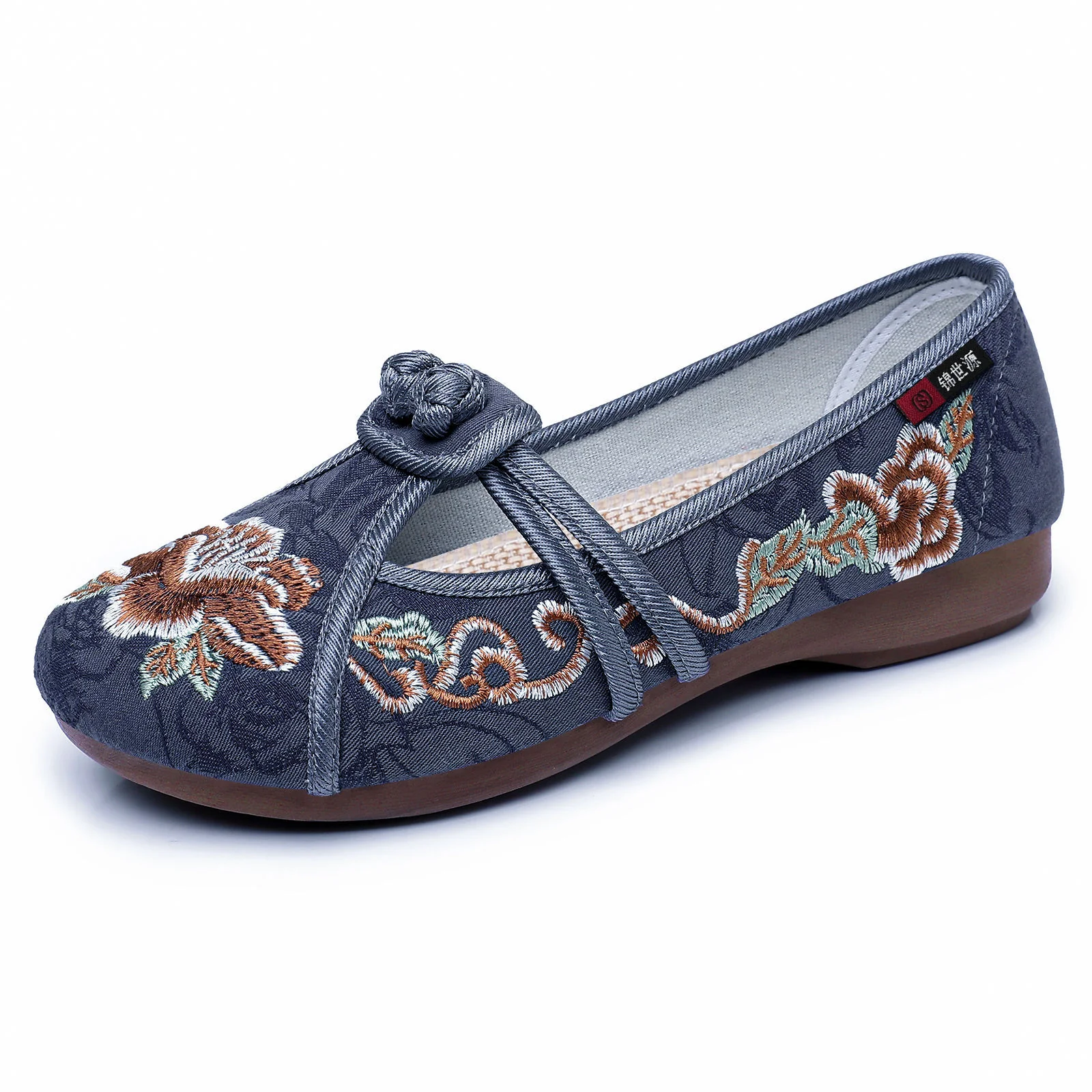 Damen Ballerinas mit kunstvollem Blumenstickerei und elastischem Riemen Heidi Mode - Image 5