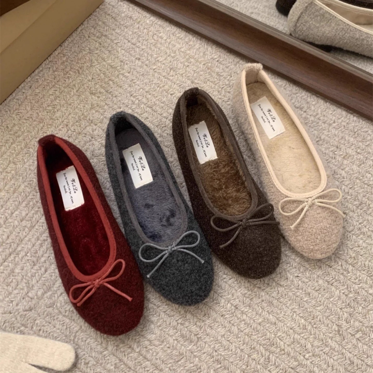 Damen Ballerinas mit kuscheligem Innenfutter und verspielt elegantem Schleifen-Detail Heidi Mode