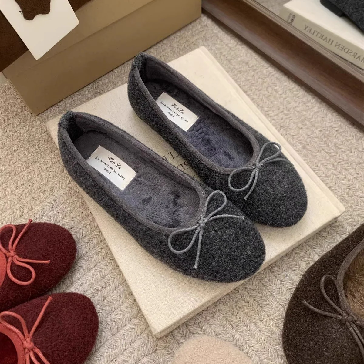 Damen Ballerinas mit kuscheligem Innenfutter und verspielt elegantem Schleifen-Detail Heidi Mode - Image 4