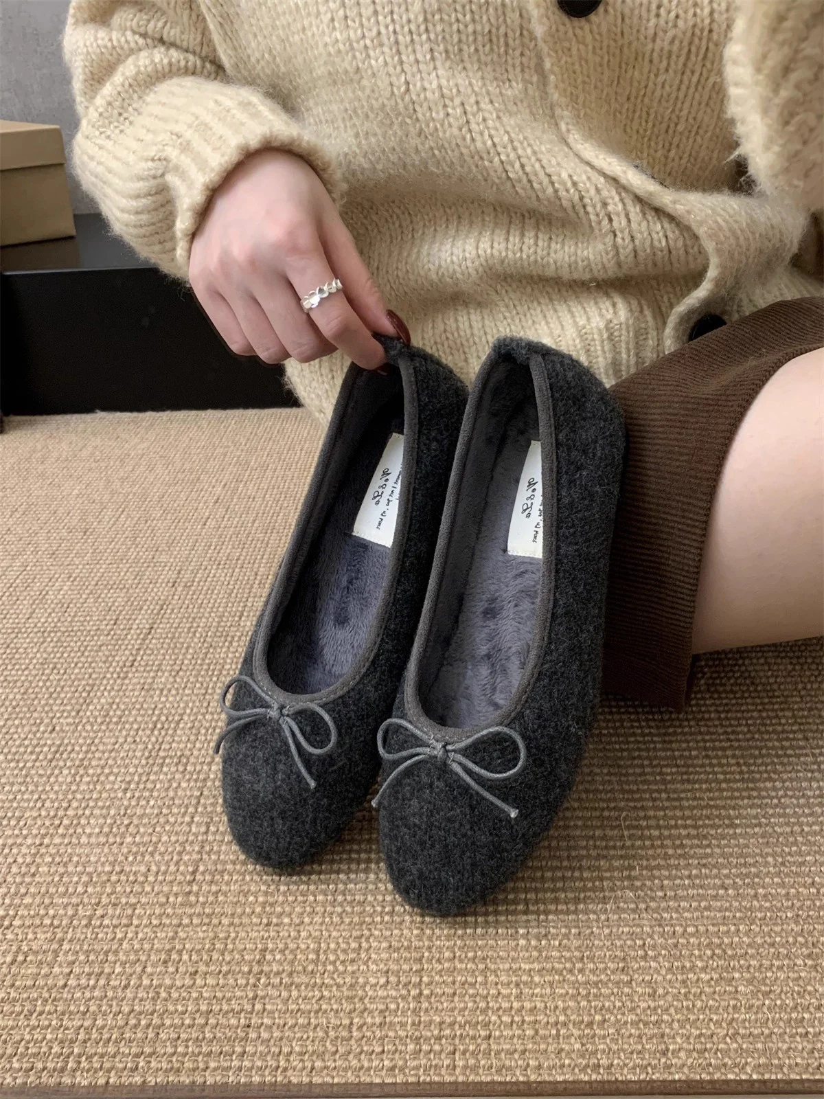 Damen Ballerinas mit kuscheligem Innenfutter und verspielt elegantem Schleifen-Detail Heidi Mode - Image 7
