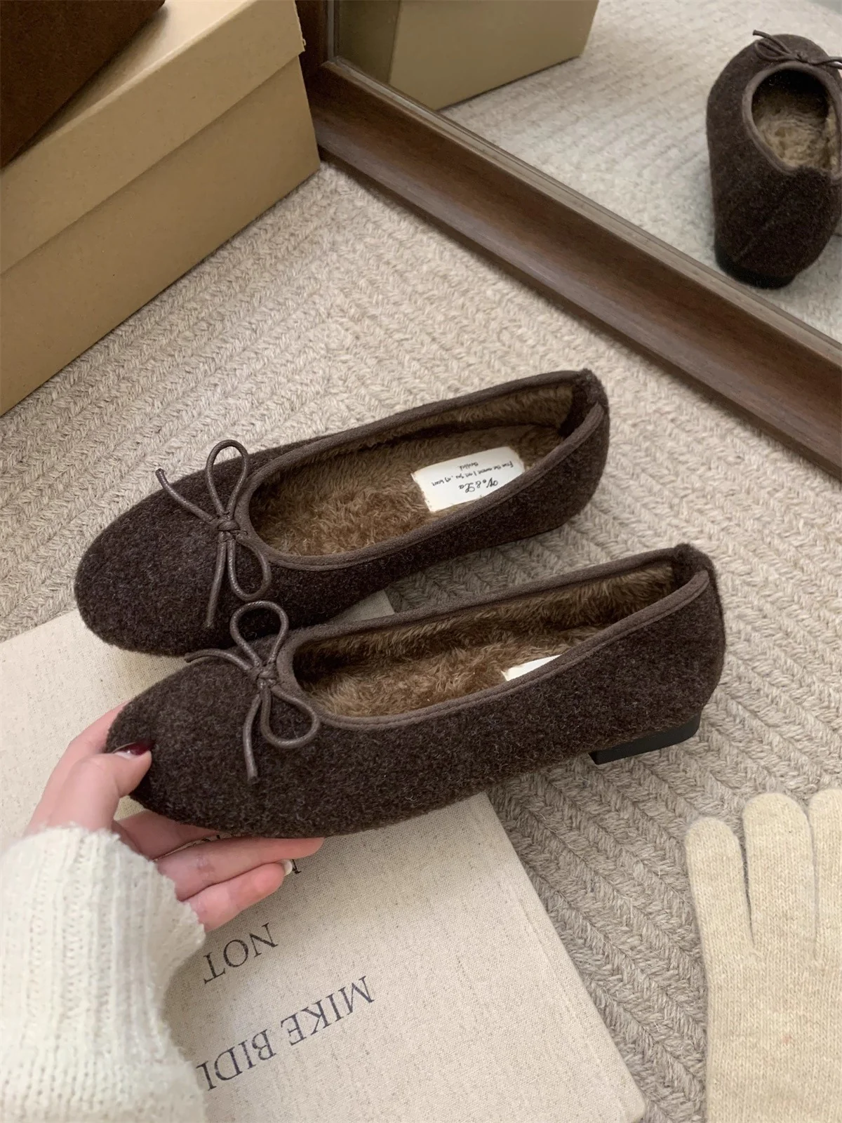Damen Ballerinas mit kuscheligem Innenfutter und verspielt elegantem Schleifen-Detail Heidi Mode - Image 8