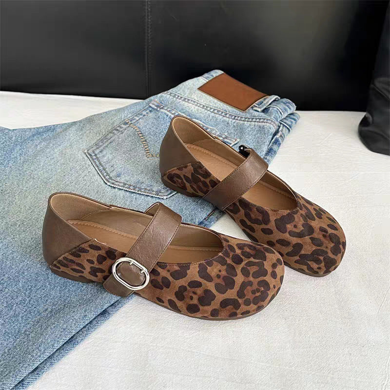 Damen Ballerinas mit modischem Leopardenmuster und anpassbarem Riemen Heidi Mode - Image 6