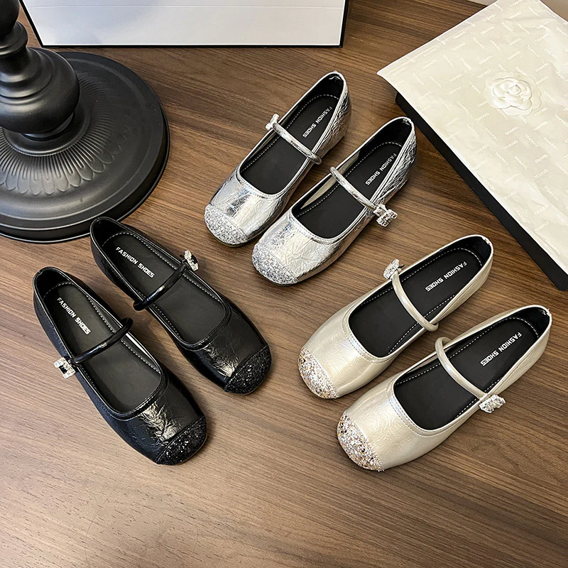 Damen Ballerinas mit modischem Riemen und glitzernder Oberfläche Heidi Mode - Image 2