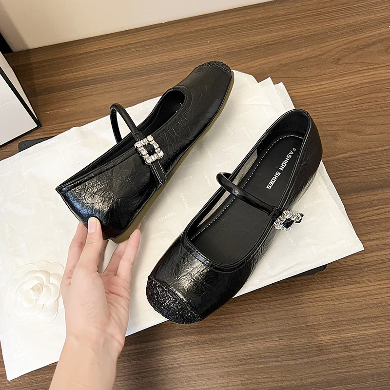 Damen Ballerinas mit modischem Riemen und glitzernder Oberfläche Heidi Mode - Image 3