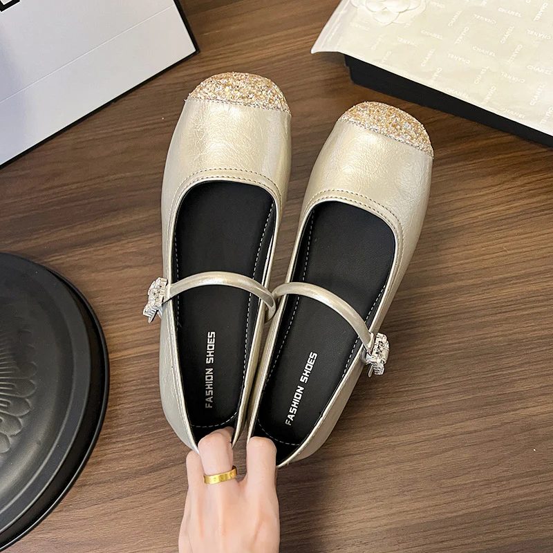 Damen Ballerinas mit modischem Riemen und glitzernder Oberfläche Heidi Mode - Image 4