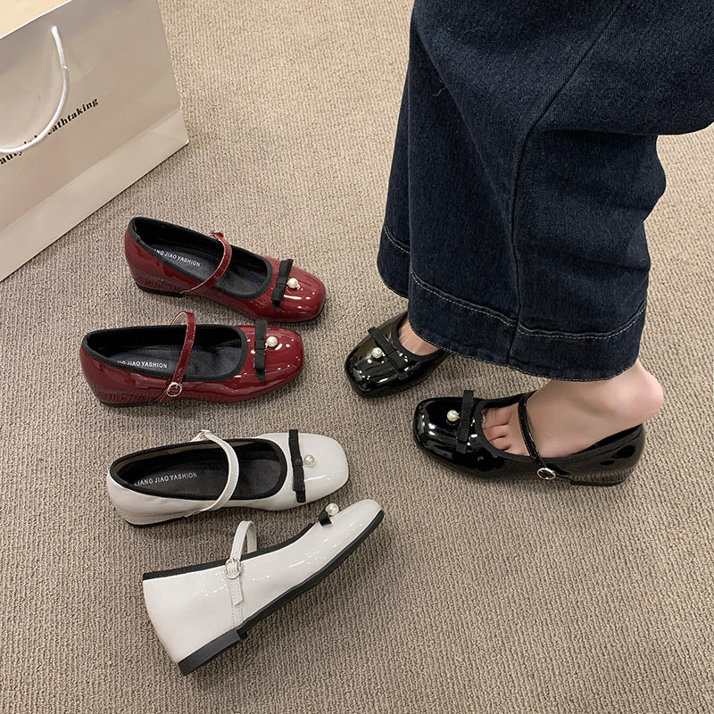 Damen Ballerinas mit modischer Schleife und perlenverziertem Riemen Heidi Mode - Image 4