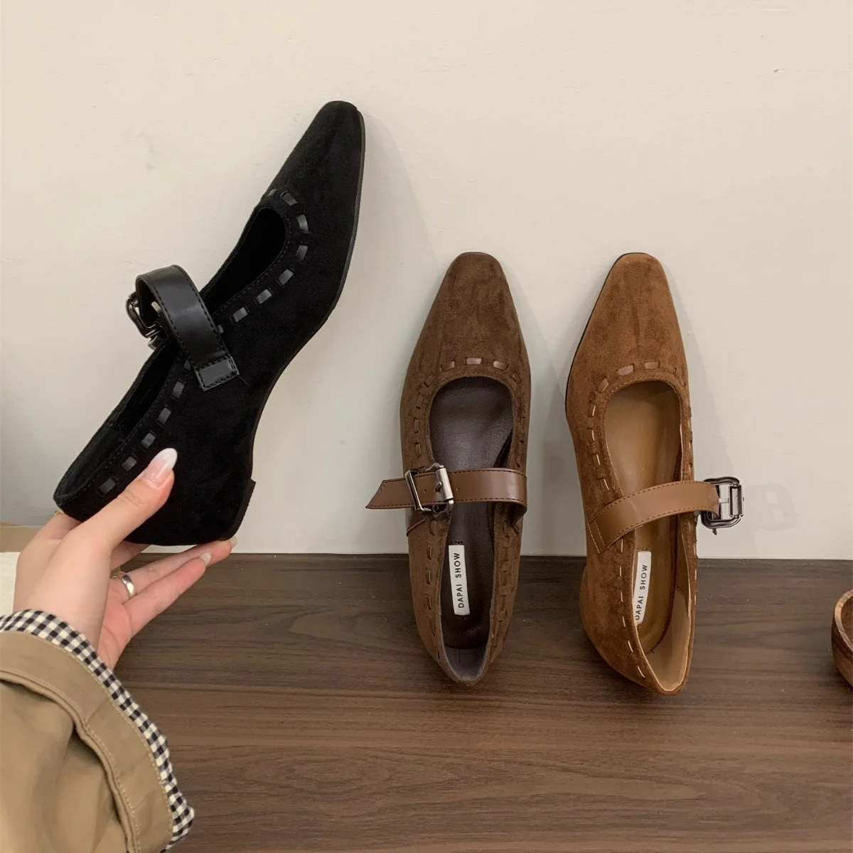 Damen Ballerinas mit modischer Schnallenapplikation und elegantem Spitzendesign Heidi Mode - Image 2