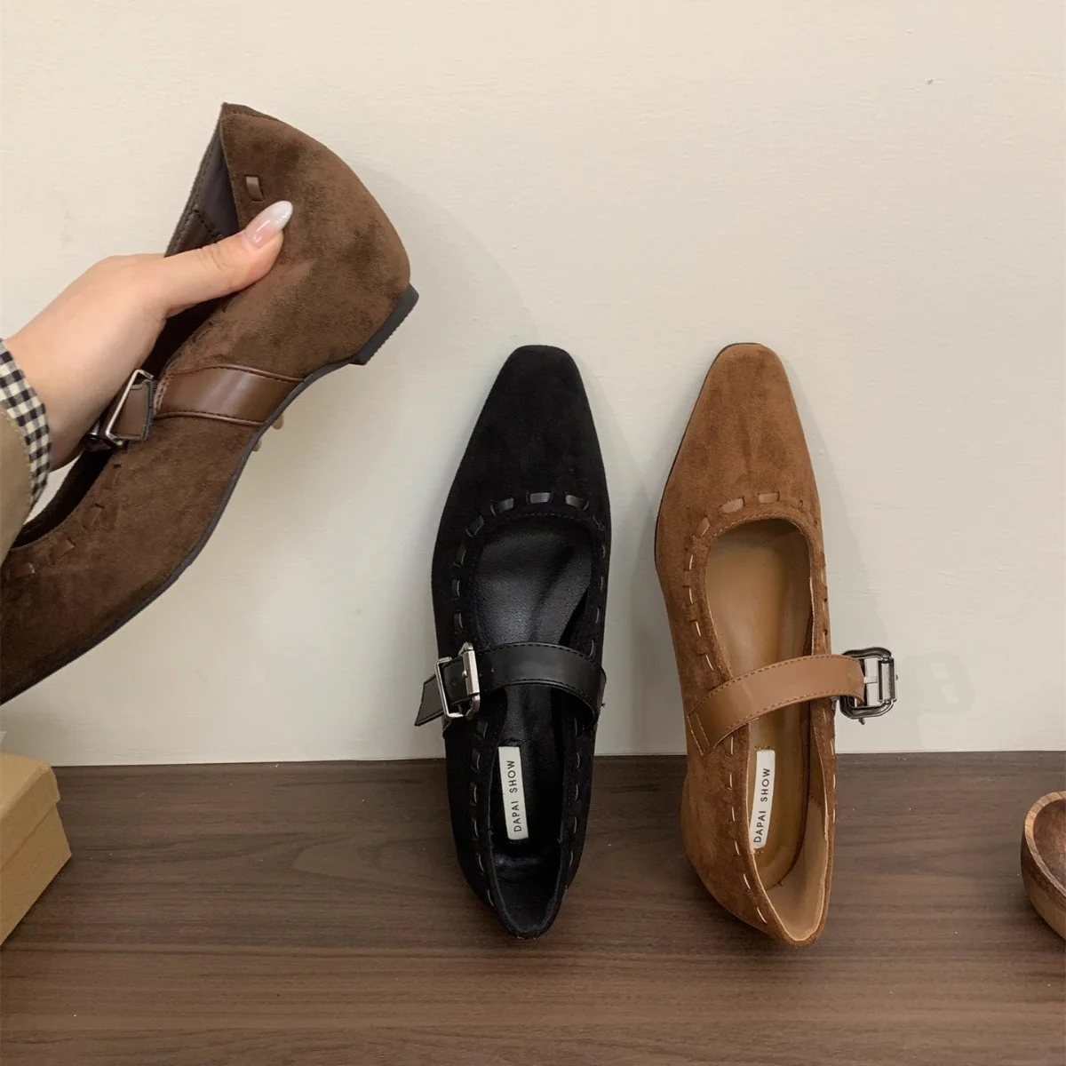 Damen Ballerinas mit modischer Schnallenapplikation und elegantem Spitzendesign Heidi Mode - Image 3