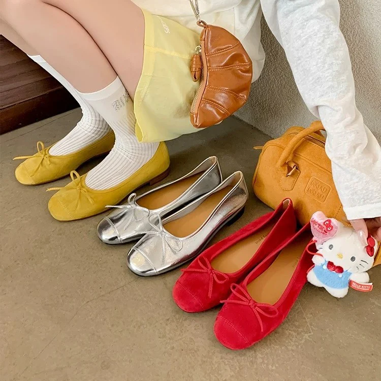 Damen Ballerinas mit schicker Schleifenverzierung und elegantem Metallfinish Heidi Mode - Image 2