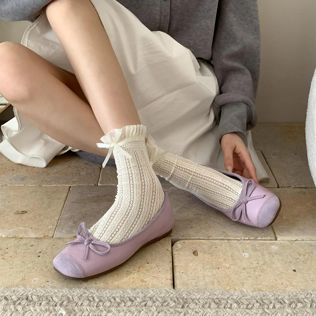 Damen Ballerinas mit schimmerndem Obermaterial und modischem Schleifendesign Heidi Mode - Image 3