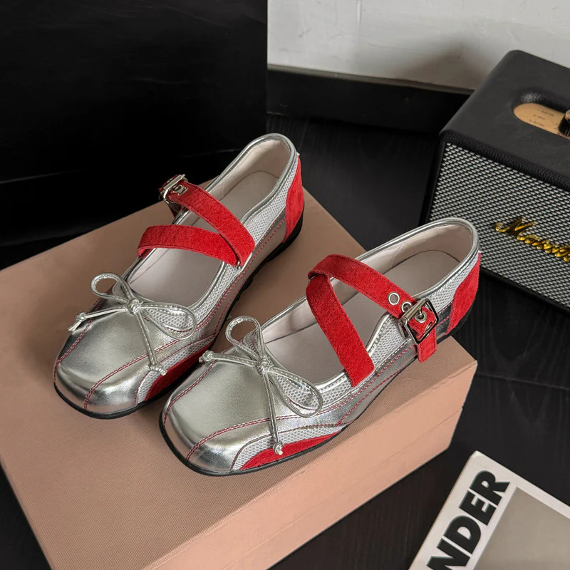 Damen Ballerinas mit stylischem Riemchen und elegantem Metallic-Design Heidi Mode