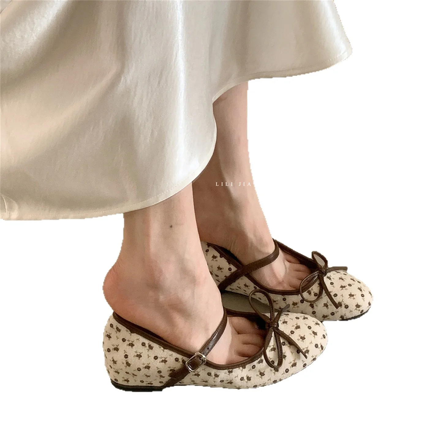 Damen Ballerinas mit verstellbarem Riemen und dekorativem Schleifenakzent Heidi Mode - Image 5