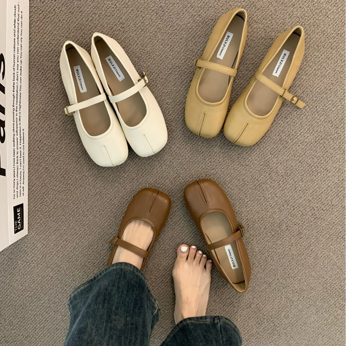 Damen Ballerinas mit verstellbarem Riemen und dekorativen Details Heidi Mode - Image 2