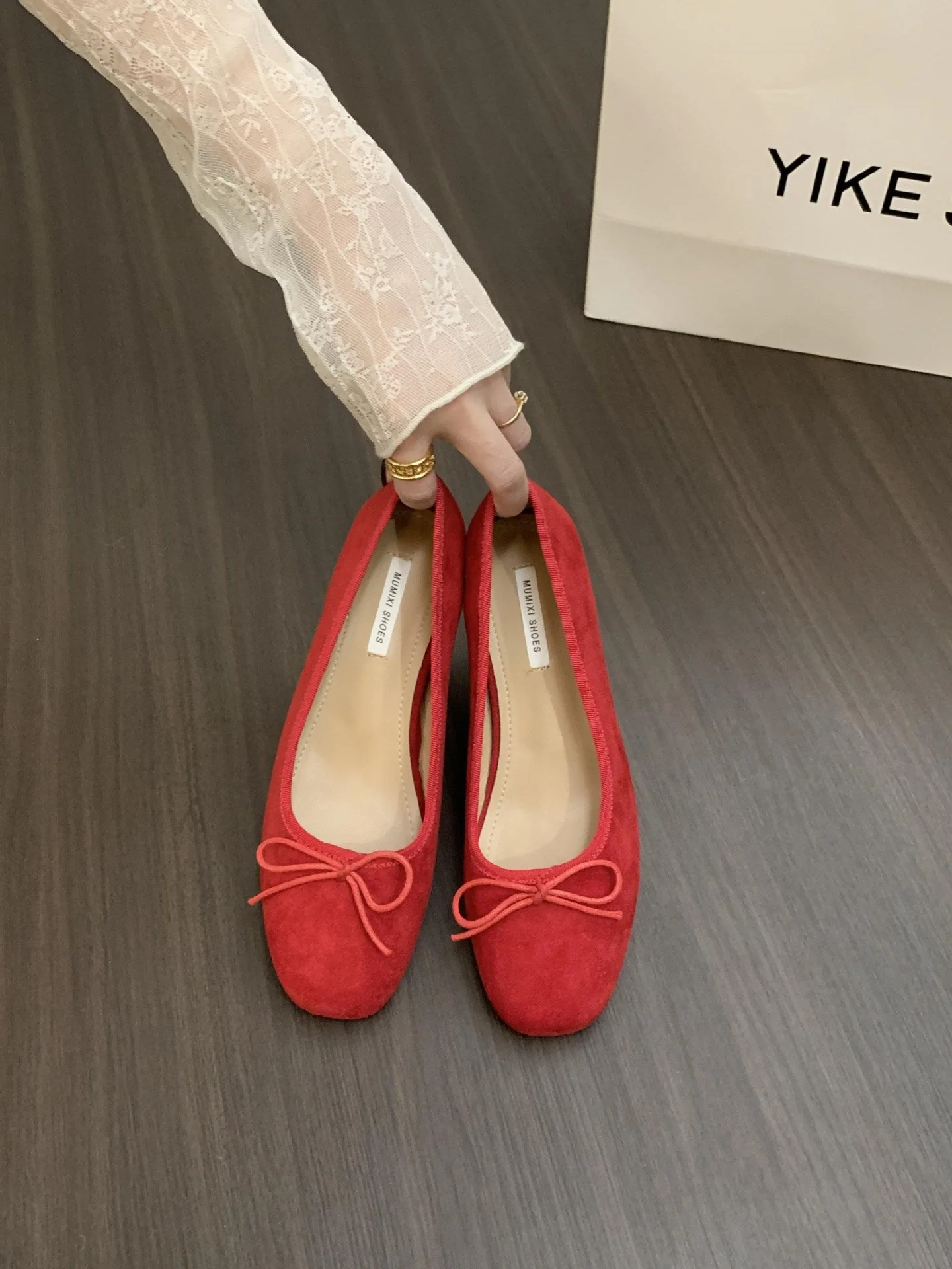 Damen Ballerinas mit Zierlichem Schleifendetail und Samtiger Oberflächenstruktur Heidi-Mode - Image 11