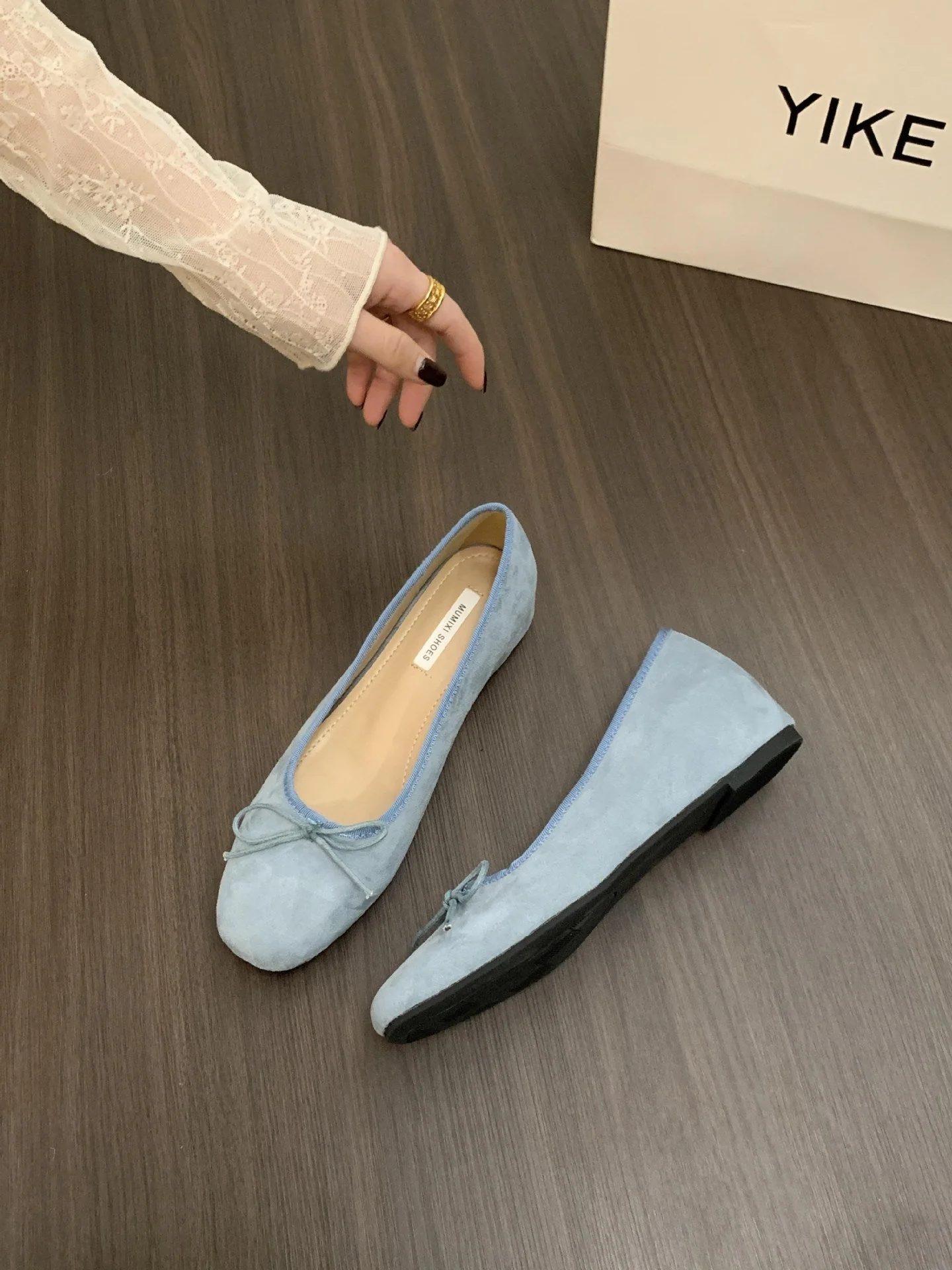 Damen Ballerinas mit Zierlichem Schleifendetail und Samtiger Oberflächenstruktur Heidi-Mode - Image 7