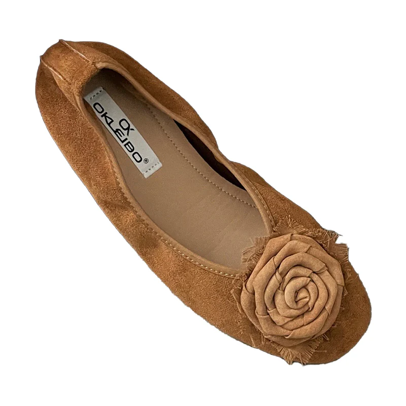 Damen Ballerinas mit zierlicher Blumenapplikation und weichem Veloursleder Heidi Mode - Image 5