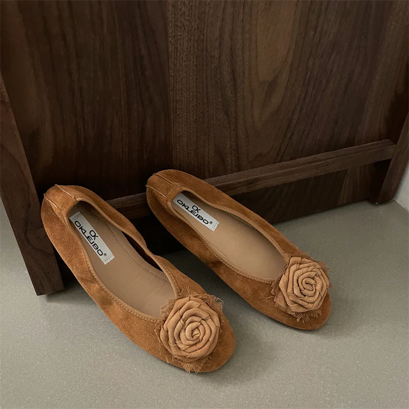 Damen Ballerinas mit zierlicher Blumenapplikation und weichem Veloursleder Heidi Mode - Image 7