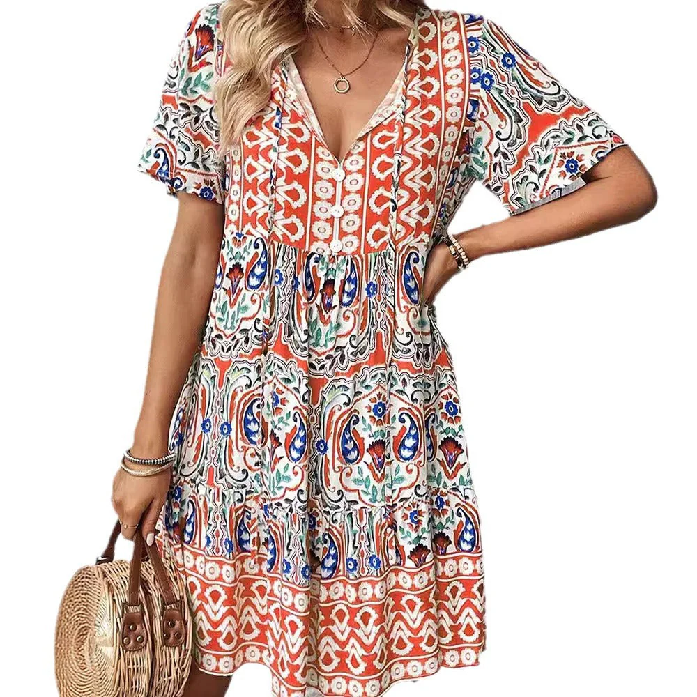 Damen Baumwollkleid mit Boho-Inspiriertem Muster Heidi-Mode - Image 5