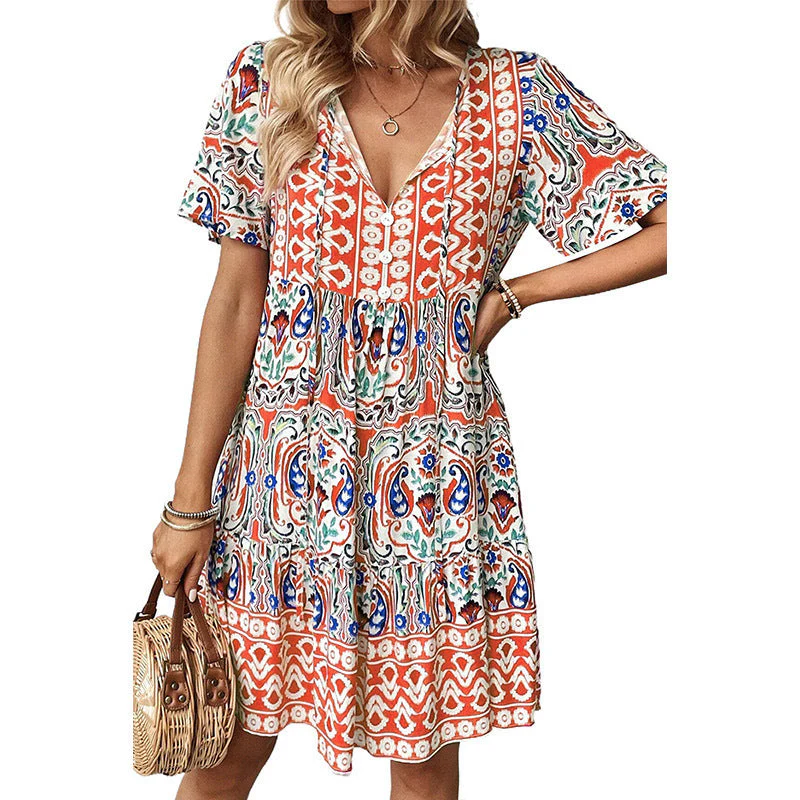 Damen Baumwollkleid mit Boho-Inspiriertem Muster Heidi-Mode - Image 7