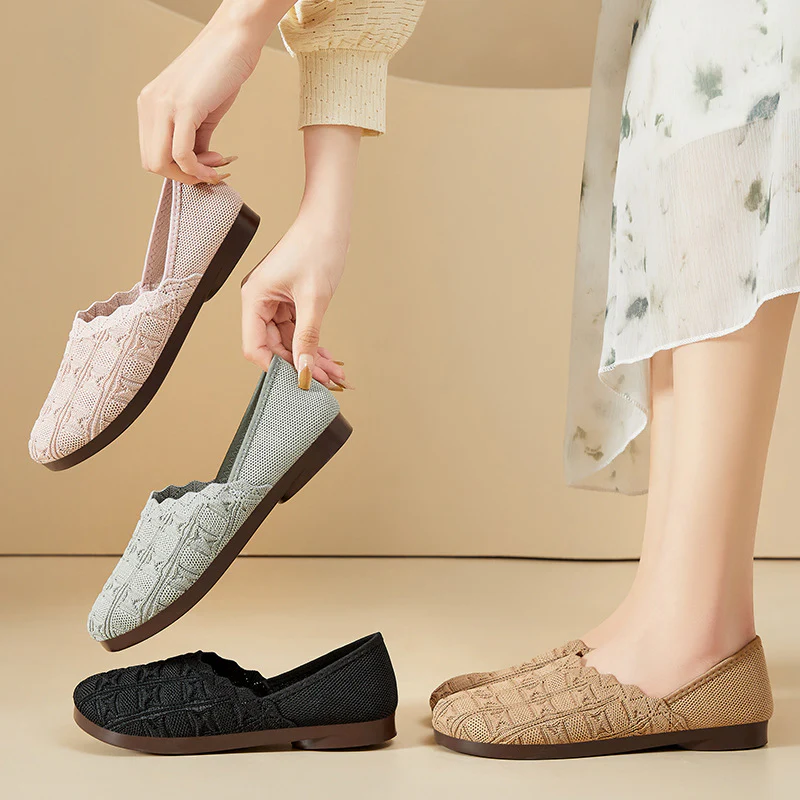Damen Bequeme Ballerinas aus atmungsaktivem Strickmaterial Heidi Mode - Image 4