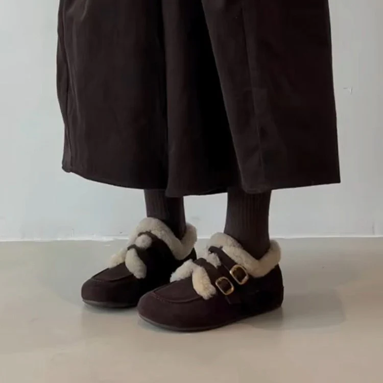Damen Bequeme Hausschuhe mit dekorativem Kunstfell und elegantem Schnallenverschluss Heidi Mode - Image 4