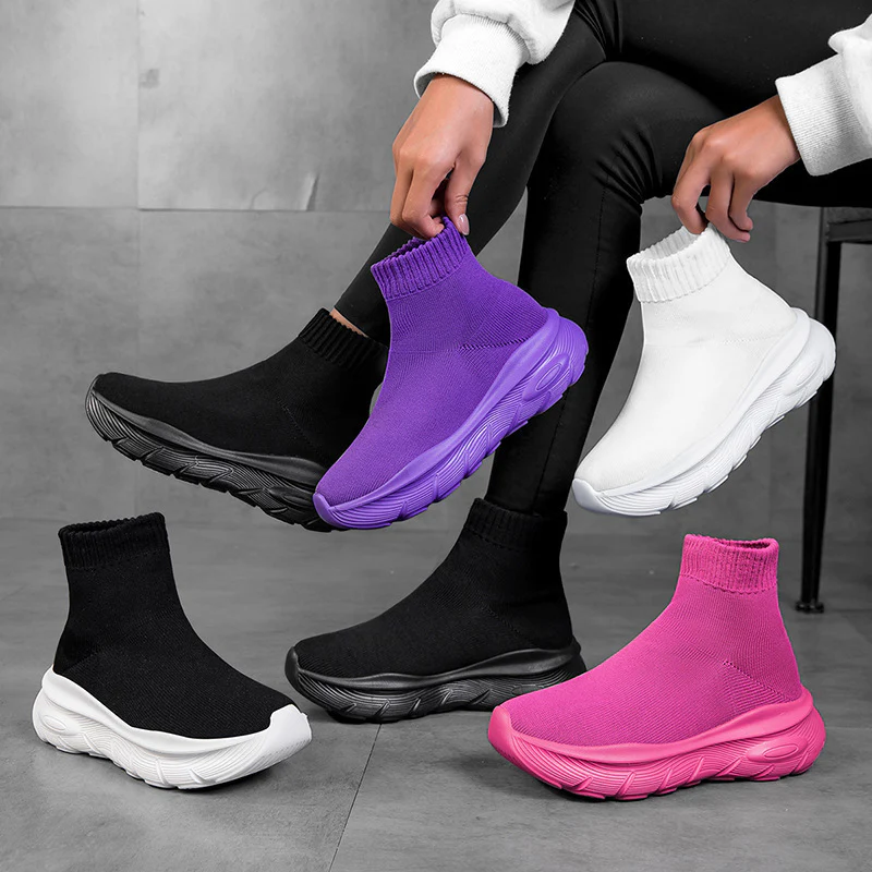 Damen Bequeme High-Top Sneakers mit elastischem Strick-Obermaterial Heidi Mode - Image 4