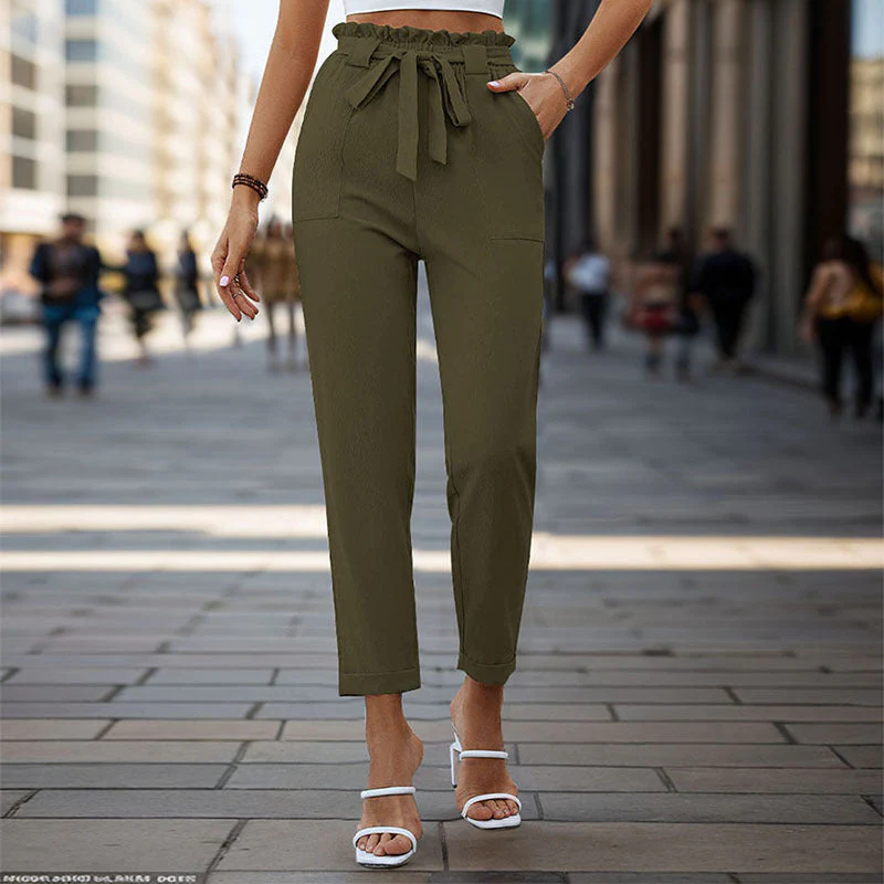 Damen Bequeme High-Waist Pants mit Taillengürtel Heidi-Mode - Image 11