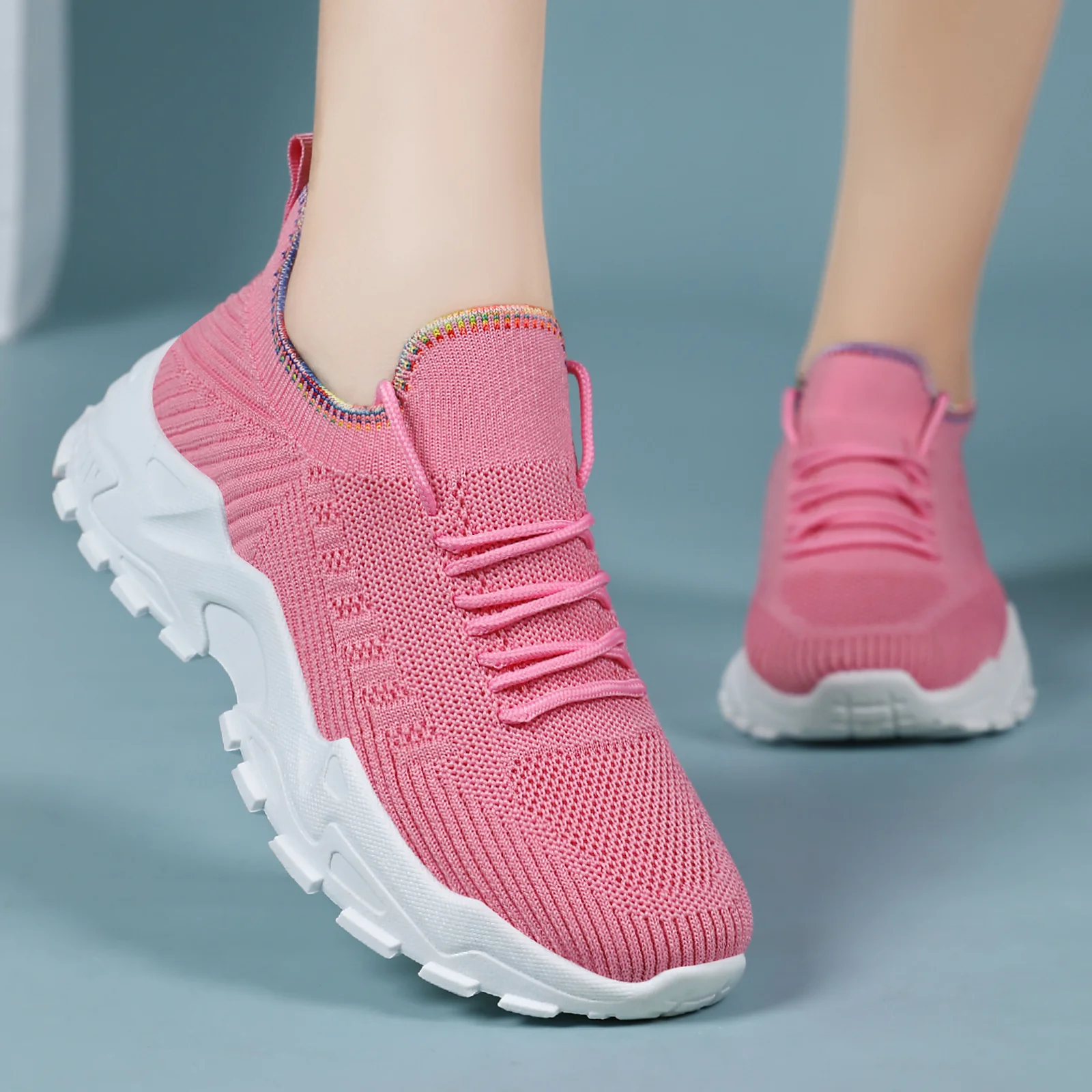 Damen Bequeme Lauf-Sneaker mit elastischem Strickdesign und rutschfester Sohle Heidi Mode - Image 3
