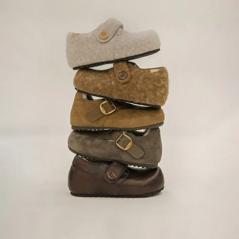 Damen Bequeme Lederschuhe mit modischer Knopfdetail Heidi Mode - Image 4