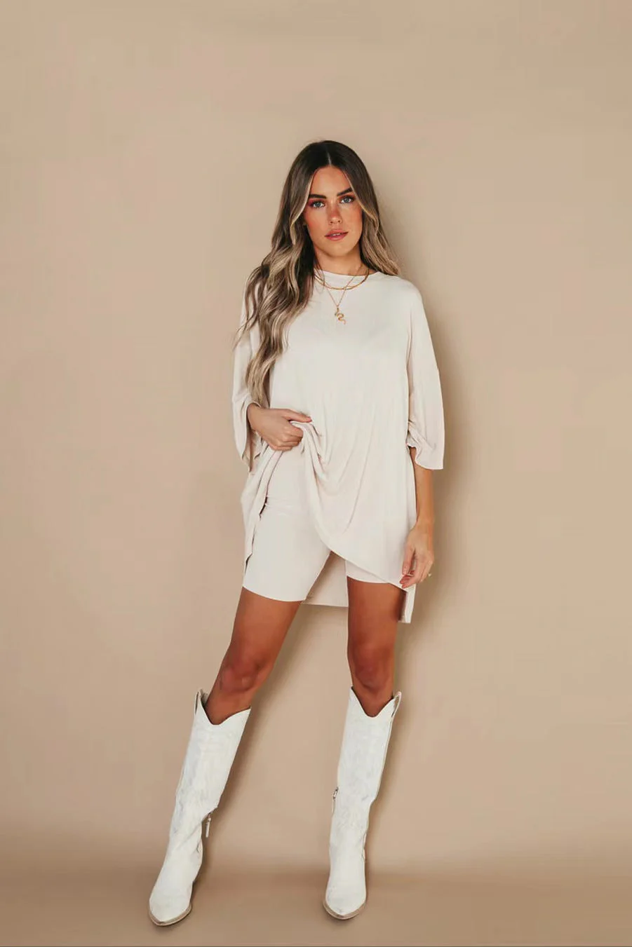 Damen Bequeme Oversize-Bluse mit Tiefem V-Ausschnitt Heidi-Mode - Image 6