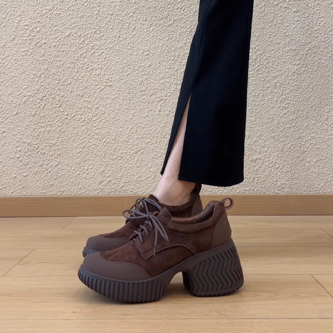 Damen bequeme Plateau-Schnürschuhe mit robustem Sohlenprofil und trendigem Design Heidi Mode