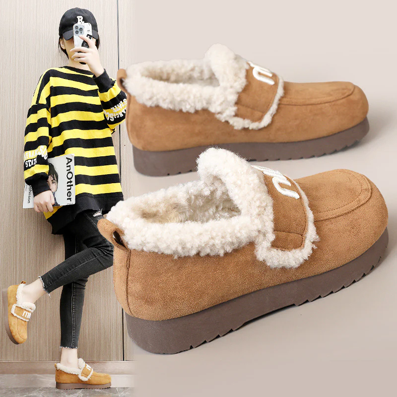 Damen Bequeme Plüsch-Sneaker mit auffälligem Veloursleder Heidi Mode - Image 4