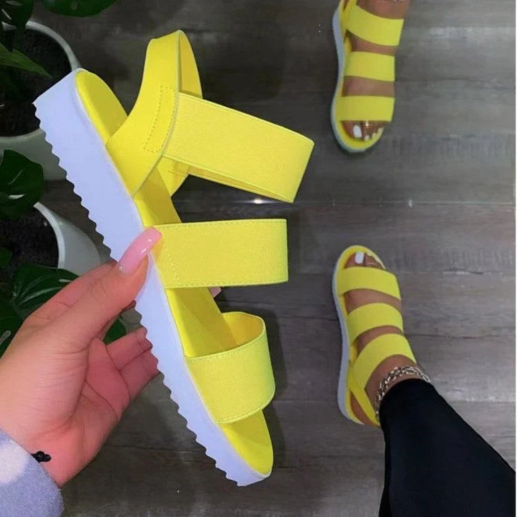 Damen Bequeme Riemensandalen mit Breiten Elastischen Riemen und Flexibler Sohle Heidi-Mode - Image 2
