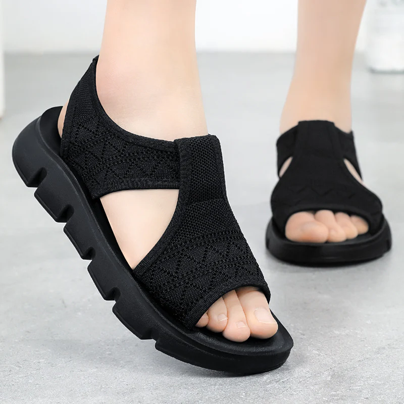 Damen Bequeme Sandalen mit elastischen Riemen und rutschfester Sohle Heidi Mode - Image 3