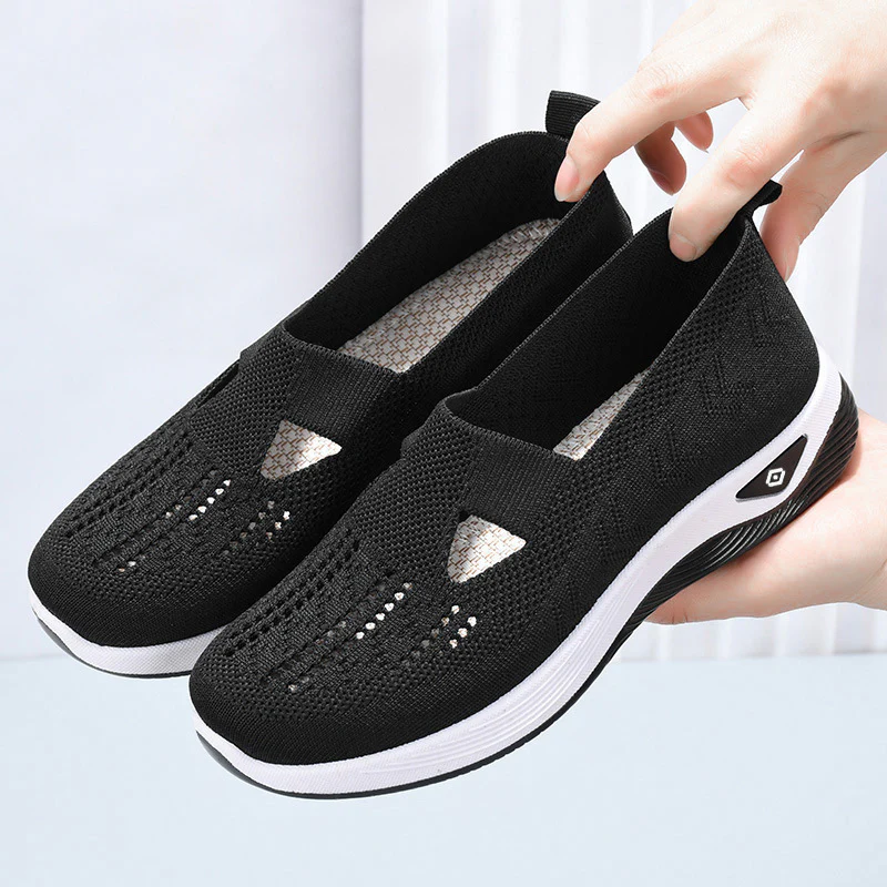 Damen Bequeme Slip-On Freizeitschuhe mit atmungsaktivem Strickoberteil Heidi Mode - Image 2