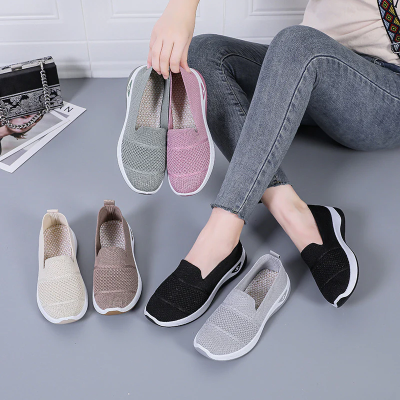 Damen Bequeme Slip-On Freizeitschuhe mit luftdurchlässigem Strickoberteil Heidi Mode - Image 4