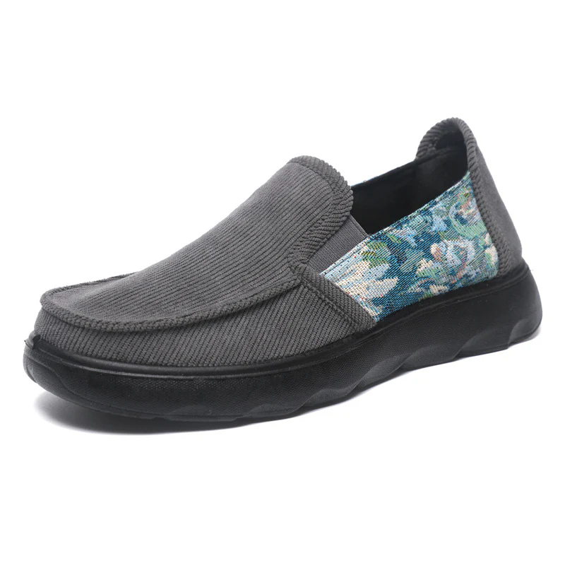 Damen Bequeme Slip-On Schuhe mit floralem Stoffeinsatz Heidi Mode - Image 5
