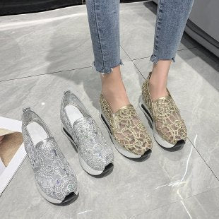 Damen Bequeme Slip-On Sneaker mit glitzerndem Design und atmungsaktiver Oberflächenstruktur Heidi Mode - Image 2