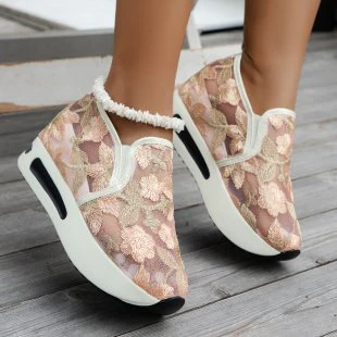 Damen Bequeme Slip-On Sneaker mit glitzerndem Design und atmungsaktiver Oberflächenstruktur Heidi Mode - Image 4