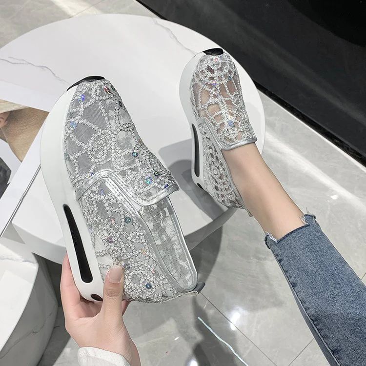 Damen Bequeme Slip-On Sneaker mit glitzerndem Design und atmungsaktiver Oberflächenstruktur Heidi Mode - Image 7