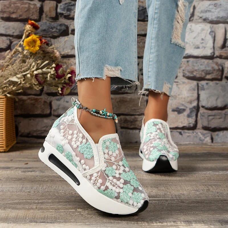 Damen Bequeme Slip-On Sneaker mit glitzerndem Design und atmungsaktiver Oberflächenstruktur Heidi Mode - Image 9