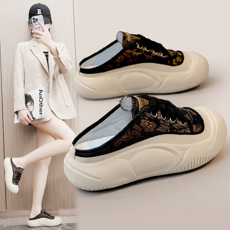 Damen bequeme Slip-On Sneaker mit modischem Blumenmuster und stoßdämpfender Sohle Heidi Mode - Image 2
