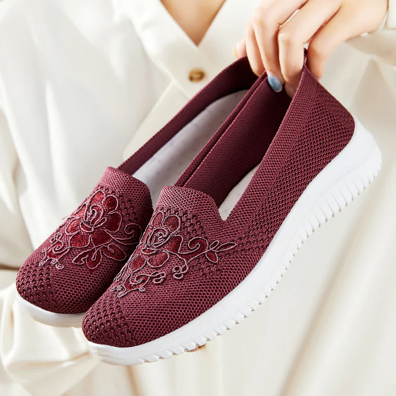 Damen Bequeme Slip-On Sneakers mit dekorativem Blumenmuster Heidi Mode - Image 2