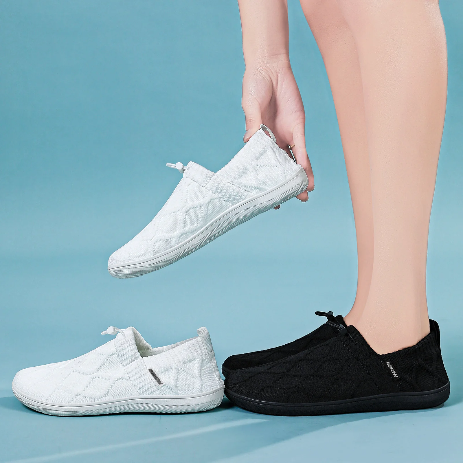 Damen Bequeme Slip-On Sneakers mit elastischem Strickdesign Heidi Mode - Image 4