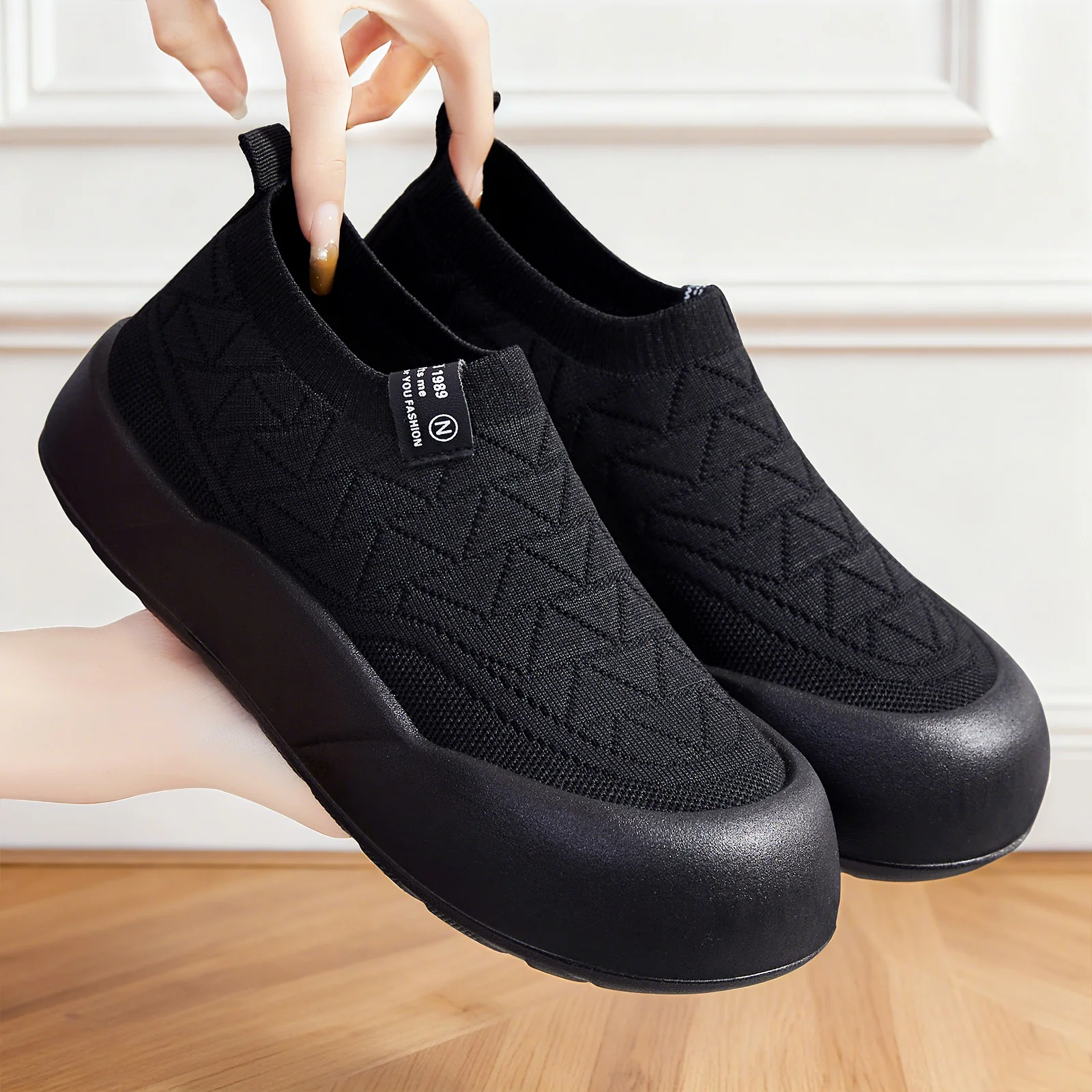 Damen Bequeme Slip-On Sneakers mit flexiblem Strickdesign Heidi Mode - Image 3