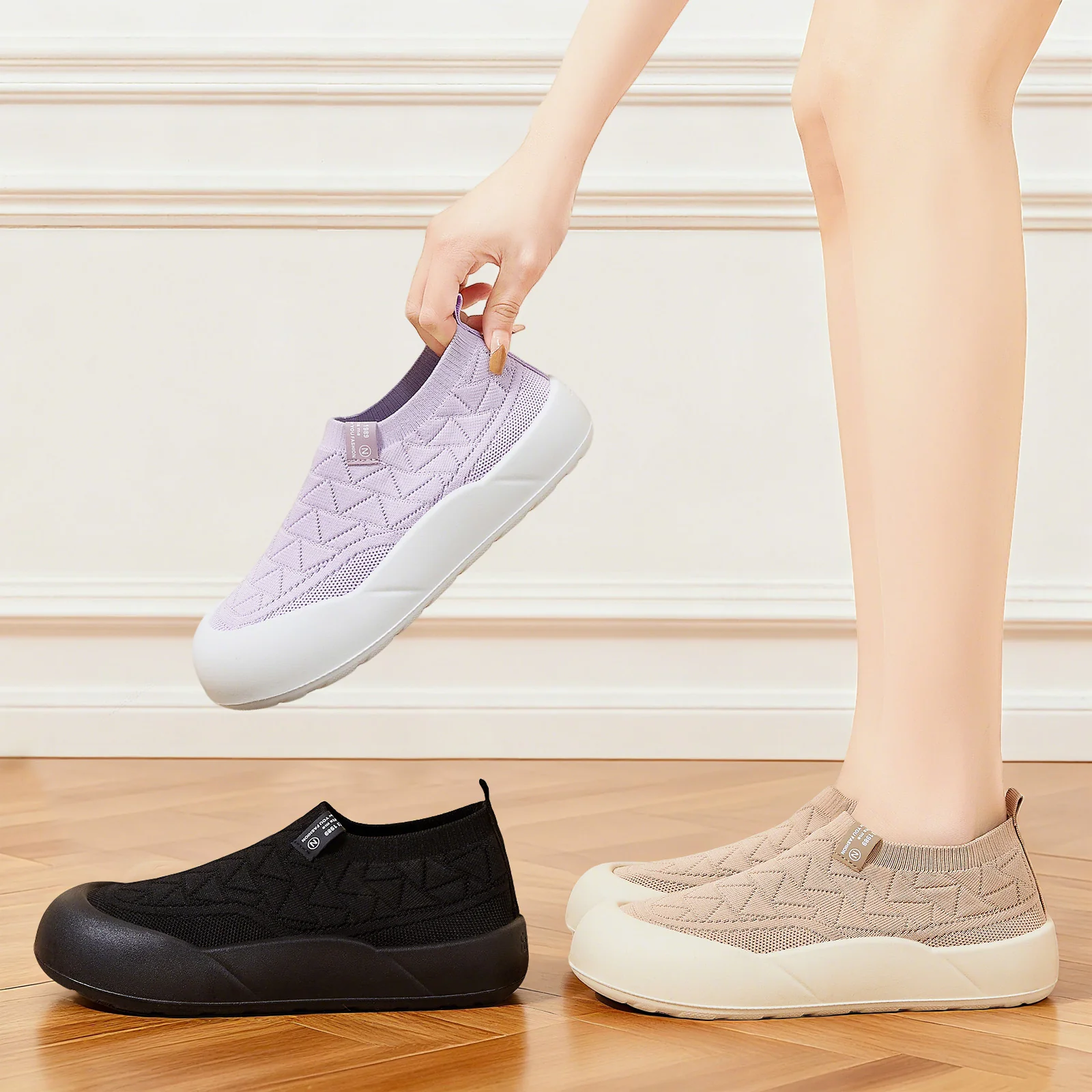 Damen Bequeme Slip-On Sneakers mit flexiblem Strickdesign Heidi Mode - Image 4